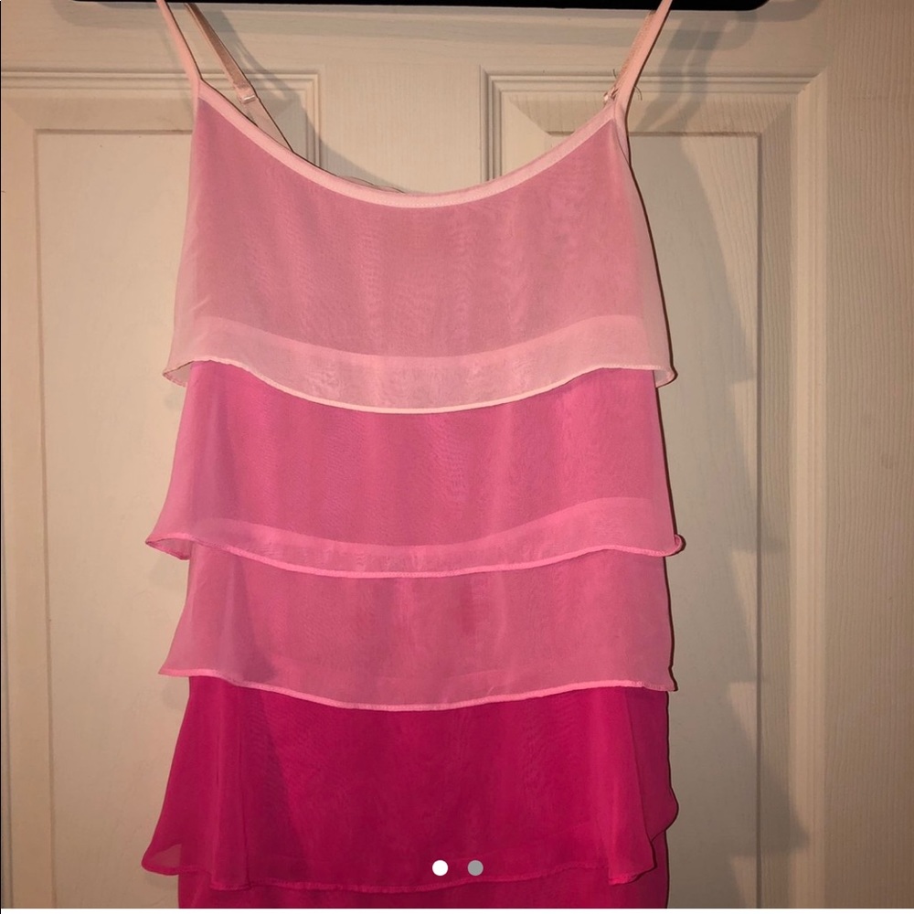Pink layered ruffle tank